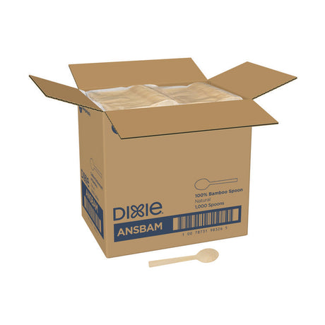 Bamboo Cutlery, Spoon, Light Golden, 100/Pack, 10 Packs/Carton