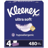 Ultra Soft Facial Tissue, 3-Ply, White, 120 Sheets/Box, 4 Boxes/Pack, 6 Packs/Carton