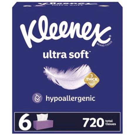 Ultra Soft Facial Tissue, 3-Ply, White, 120/Box, 6 Boxes/Pack, 4 Packs/Carton
