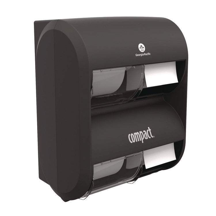 Compact Quad Vertical Four Roll Coreless Tissue Dispenser, 12.31 x 14.81 x 7.86, Black