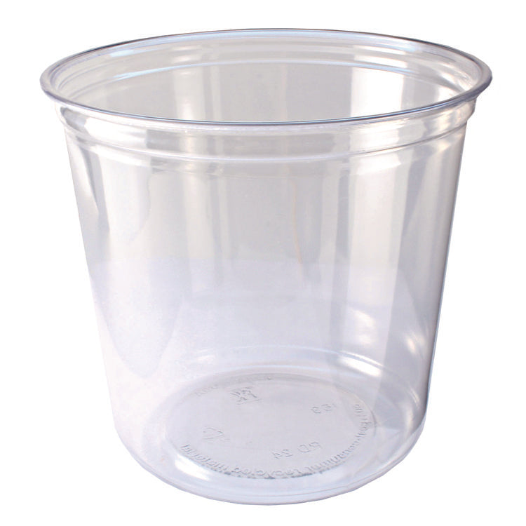 Recycleware Round Deli Container, 24 oz, 4.6  Diameter x 3.6  h, Clear, Plastic, 500/Carton