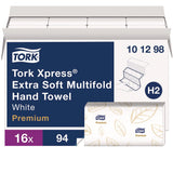 Xpress Extra Soft Multifold Towel, 2-Ply, 9.12 x 12.8, White, 94 Towels/Pack,16 Packs/Carton