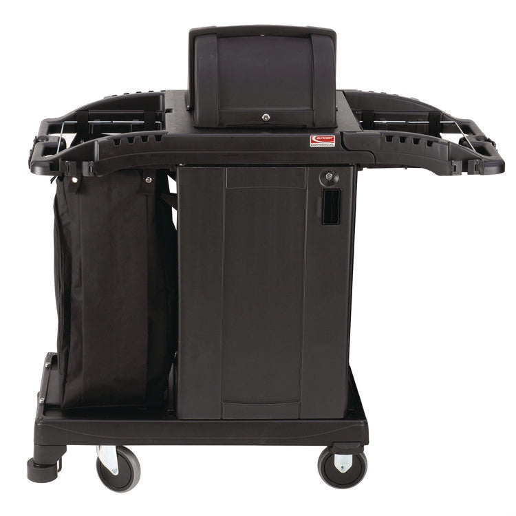 Compact Premium Housekeeping Cart, Plastic, 1 Shelf, 23.25  x 53.22  x 53.06 , Black
