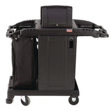 Compact Premium Housekeeping Cart, Plastic, 1 Shelf, 23.25  x 53.22  x 53.06 , Black