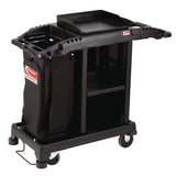Compact Standard Housekeeping Cart, Plastic, 1 Shelf, 23.25  x 53.18  x 46.57 , Black