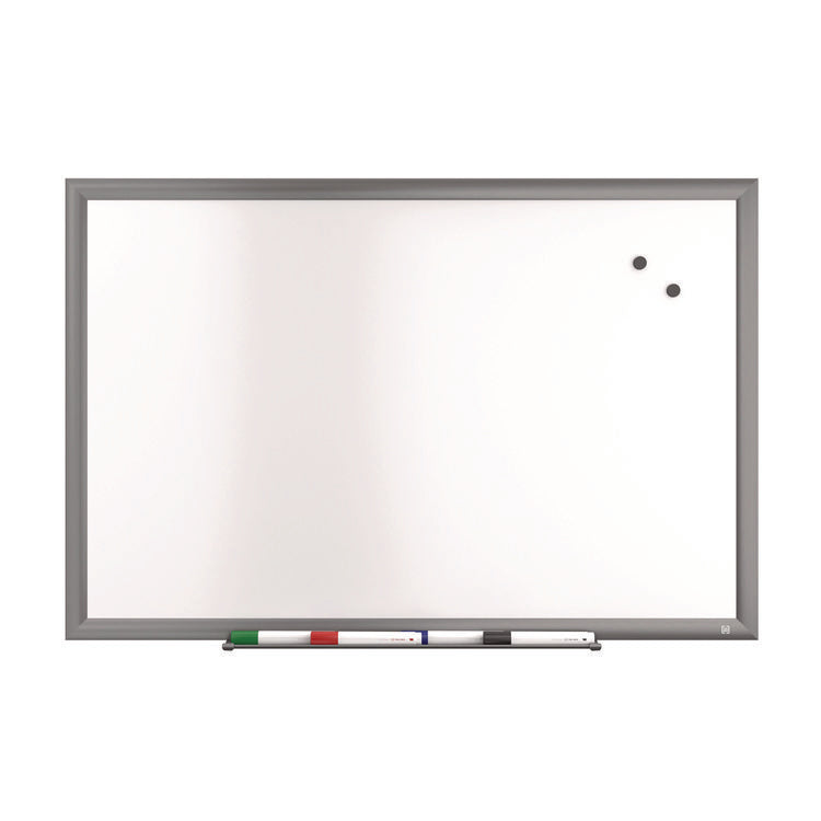 Magnetic Porcelain Dry Erase Board, 36  x 24 , White Surface, Gray/Natural Aluminum Frame