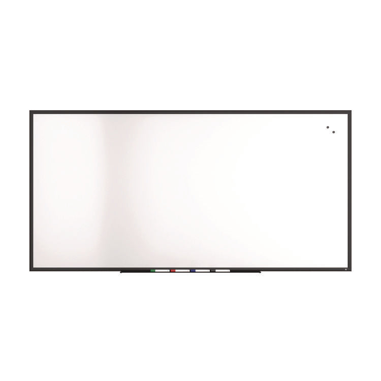 Magnetic Porcelain Dry Erase Board, 96  x 48 , White Surface, Black Aluminum Frame