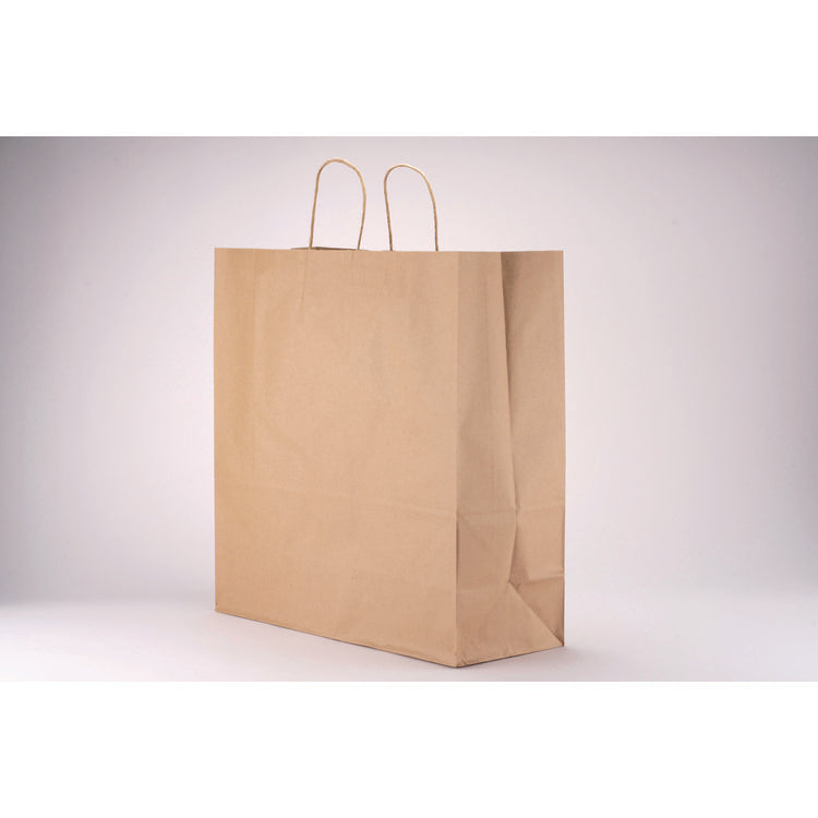 Kraft Paper Bags, Natural Twisted-Paper Handles, 18  x 7  x 18.5 , Brown Kraft, 200/Bundle
