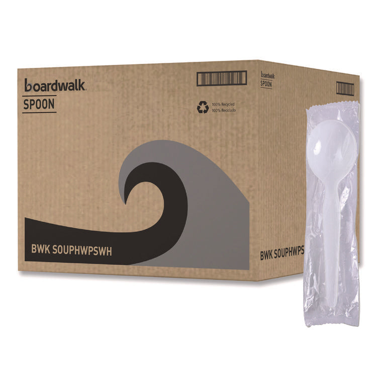 Heavyweight Polystyrene Cutlery, Soup Spoon, White, 1000/Carton