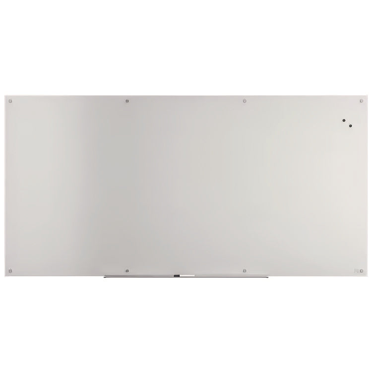 Magnetic Tempered Glass Dry Erase Board, 96  x 48 , White Surface