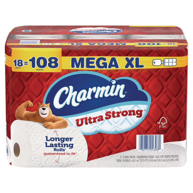 Ultra Strong Bathroom Tissue, Septic Safe, 2-Ply, White, 363 Sheets/Roll, 18 Rolls/Pack