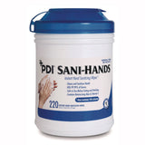 PDI Sani-Hands Instant Hand Sanitizing Wipes, 7.5 x 6, Unscented, White, 220/Canister, 6 Canisters/Carton