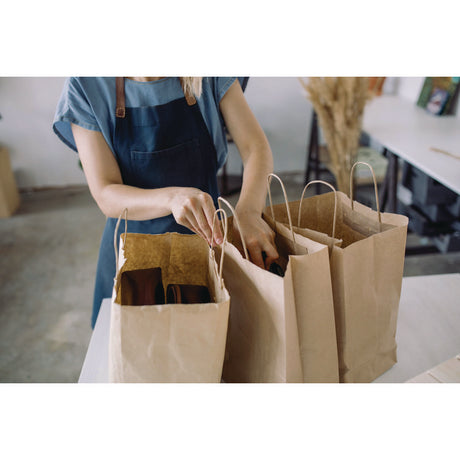 Kraft Paper Bags, Natural Twisted-Paper Handles, 18  x 7  x 18.5 , Brown Kraft, 200/Bundle