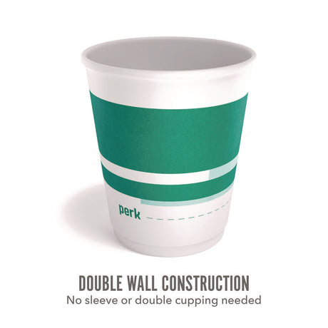 Insulated Paper Cup, 10 oz, White/Teal, 40/Pack