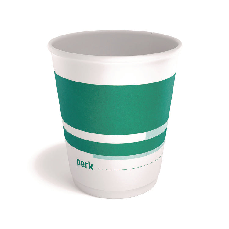 Insulated Paper Cup, 10 oz, White/Teal, 40/Pack