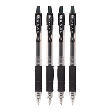 G2 Premium Gel Pen, Retractable, Extra-Fine 0.5 mm, Black Ink, Smoke/Black Barrel, 4/Pack