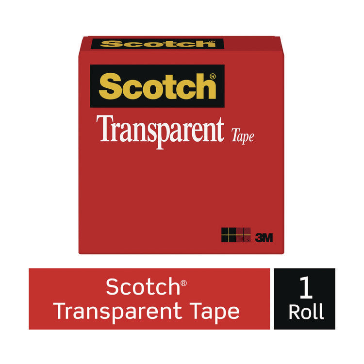 Transparent Tape, 1  Core, 0.5  x 72 yds, Transparent