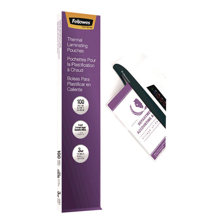 Laminating Pouches, 3 mil, 9  x 14.5 , Clear Gloss, 100/Pack