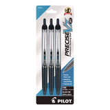 Precise V7RT Roller Ball Pen, Retractable, Fine 0.7 mm, Black Ink and Barrel, 3/Pack