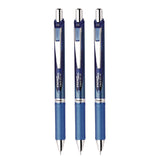 EnerGel RTX Deluxe Gel Pen, Retractable, Fine 0.5 mm, Blue Ink, Blue/Silver Barrel, 3/Pack