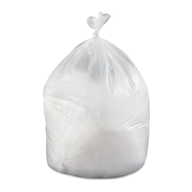 High-Density Commercial Can Liner Value Pack, 60 gal, 19 mic, 38  x 58 , Clear, Interleaved Roll, 25 Bags/Roll, 6 Rolls/CT