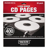 Two-Sided CD Refill Pages for Three-Ring Binder, 8 Disc Capacity, Clear/Black, 50/Pack