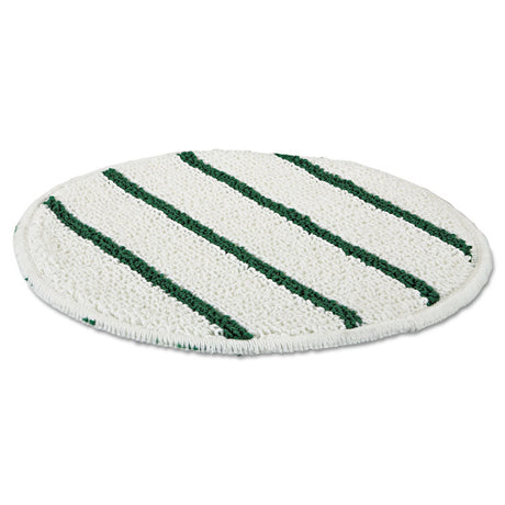 Low Profile Scrub-Strip Carpet Bonnet, 19" Diameter, White/Green