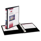 Mini Size Durable View Binder with Round Rings, 3 Rings, 0.5" Capacity, 8.5 x 5.5, Black