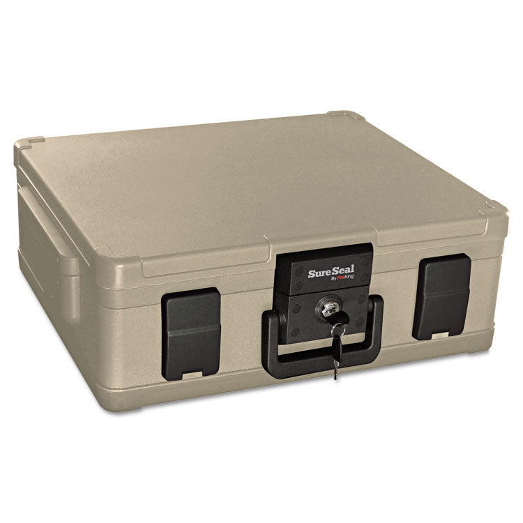 Fire and Waterproof Chest, 0.38 cu ft, 19.9w x 17d x 7.3h, Taupe