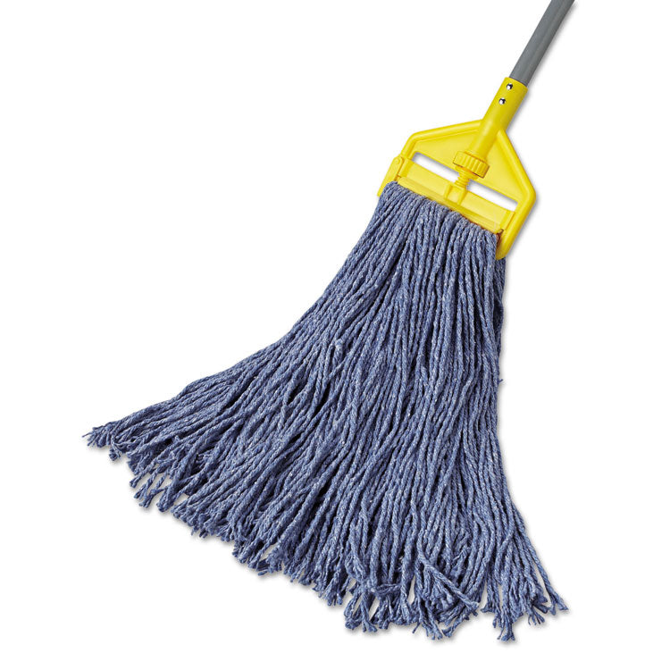 Cotton/Synthetic Cut-End Blend Mop Head, 24 oz, 1" Band, Blue, 12/Carton