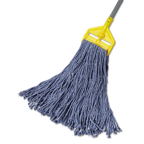 Cotton/Synthetic Cut-End Blend Mop Head, 24 oz, 1" Band, Blue, 12/Carton