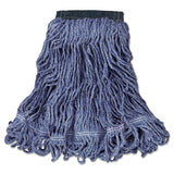 Swinger Loop Wet Mop Head, Medium, Cotton/Synthetic, Blue, 6/Carton