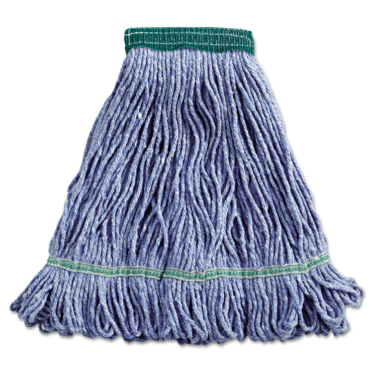 Super Loop Wet Mop Head, Cotton/Synthetic Fiber, 5" Headband, Medium Size, Blue