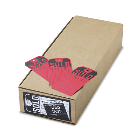 Sold Tags, Paper, 4.75 x 2.38, Red/Black, 500/Box