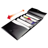 Slide and View Expanding File, 5 Sections, Cord/Hook Closure, Letter Size, Black
