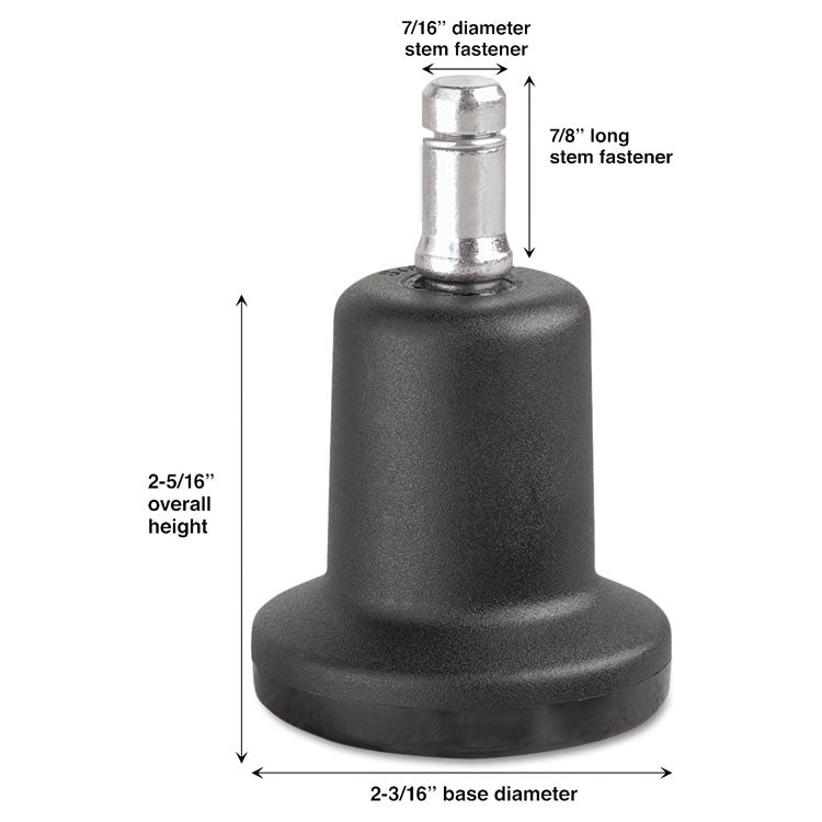 High Profile Bell Glides, Grip Ring Type B Stem, 2.19  x 2.31  Glide, Matte Black, 5/Set