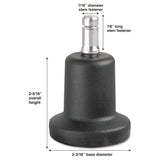 High Profile Bell Glides, Grip Ring Type B Stem, 2.19  x 2.31  Glide, Matte Black, 5/Set