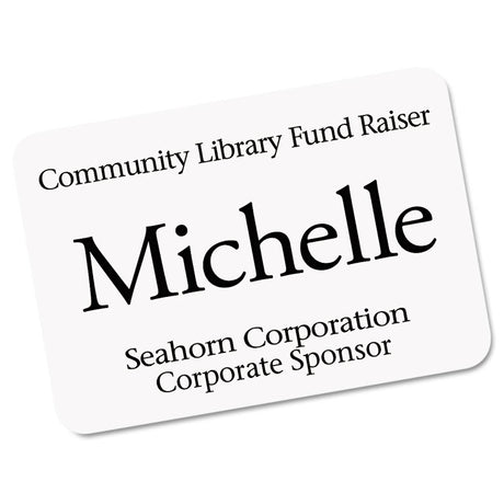 EcoFriendly Adhesive Name Badge Labels, 3.38 x 2.33, White, 400/Box