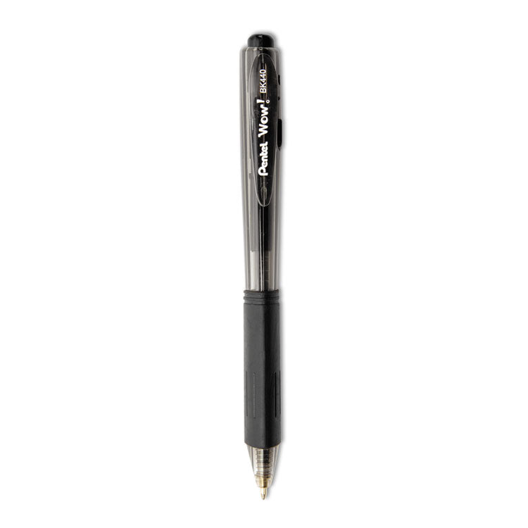 WOW! Ballpoint Pen Value Pack, Retractable, Medium 1 mm, Black Ink, Smoke/Black Barrel, 36/Pack