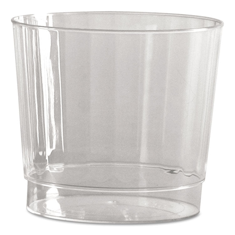 Classic Crystal Plastic Tumblers, 9 oz, Clear, Fluted, Rocks Squat, 20/Pack, 12 Packs/Carton