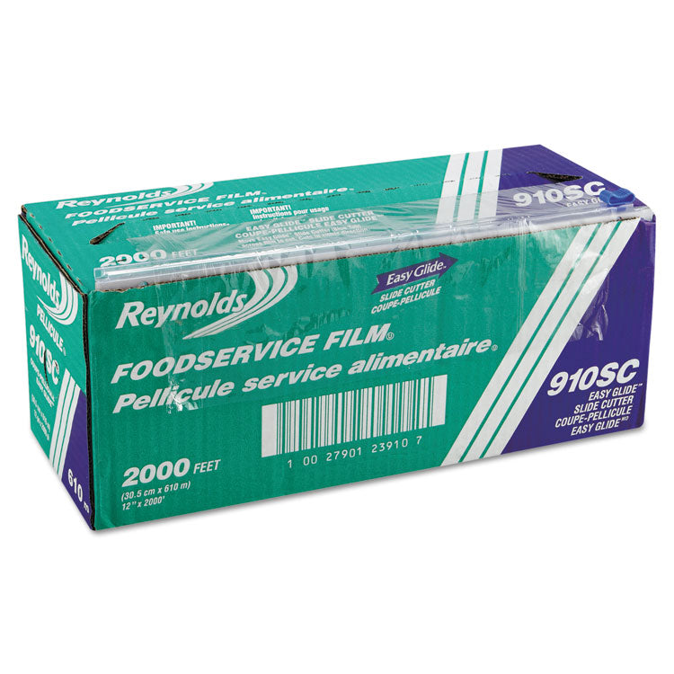 PVC Food Wrap Film Roll in Easy Glide Cutter Box, 12  x 2,000 ft, Clear