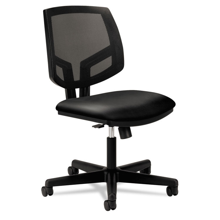 Volt Series Mesh Back Leather Task Chair with Synchro-Tilt, Supports Up to 250 lb, 18.13" to 22.38" Seat Height, Black