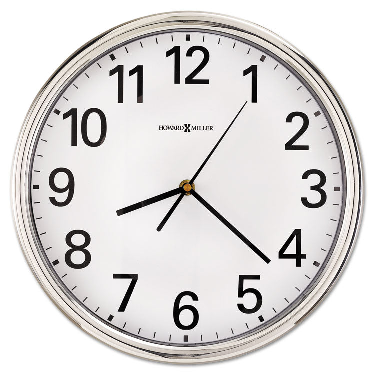 Hamilton Wall Clock, 12" Overall Diameter, Silver Case, 1 AA (sold separately)