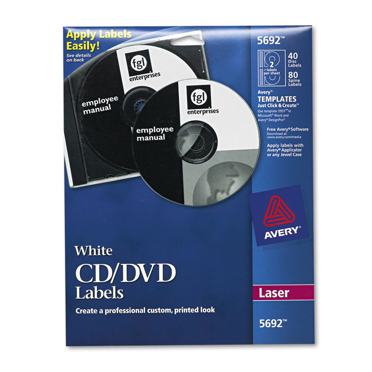 Laser CD Labels, Matte White, 40/Pack