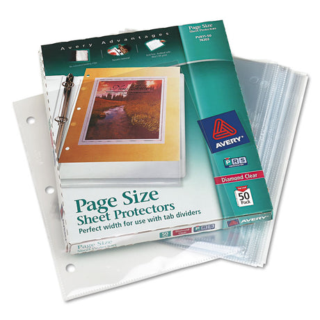 Top-Load Poly 3-Hole Punched Sheet Protectors, Letter, Diamond Clear, 50/Box
