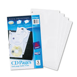 Two-Sided CD Organizer Sheets for Three-Ring Binder, 4 Disc Capacity, Clear, 5/Pack