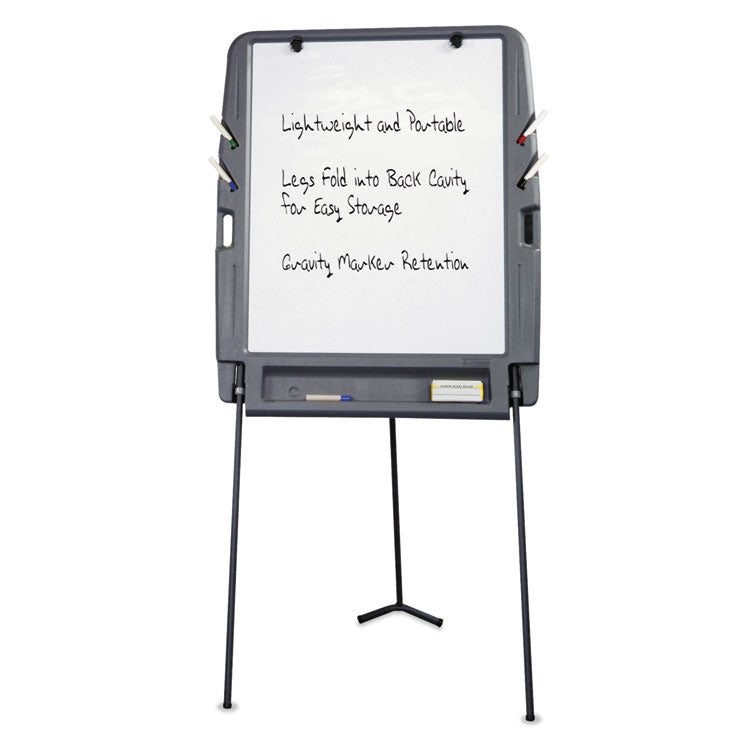 Ingenuity Portable Flipchart Easel with Dry Erase Surface, 35 x 30, 73" Tall Easel, Charcoal Polyethylene Frame