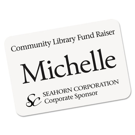 EcoFriendly Adhesive Name Badge Labels, 3.38 x 2.33, White, 80/Pack