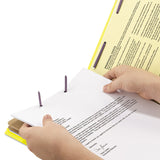 Six-Section Pressboard Top Tab Classification Folders, Six SafeSHIELD Fasteners, 2 Dividers, Legal Size, Yellow, 10/Box