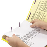 Six-Section Pressboard Top Tab Classification Folders, Six SafeSHIELD Fasteners, 2 Dividers, Letter Size, Yellow, 10/Box